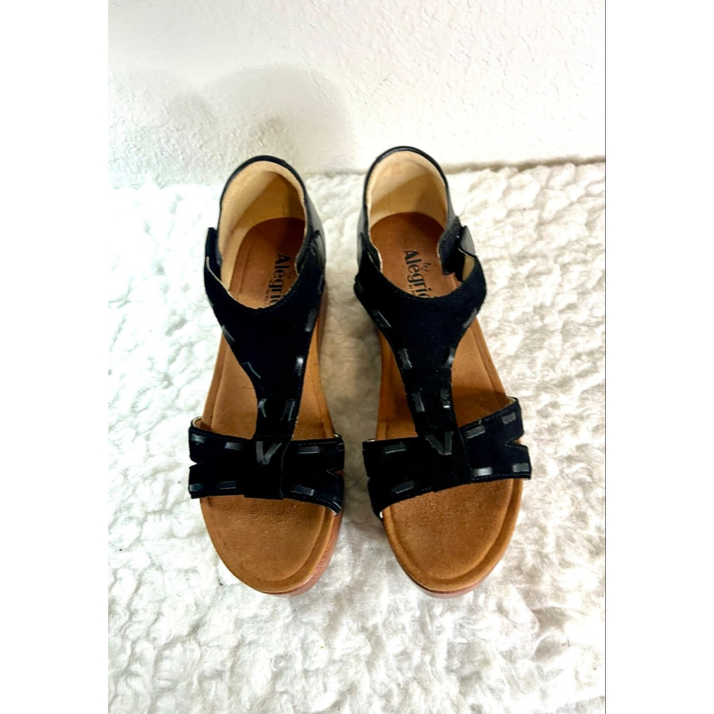 Alegria Women's Tova Black Suede Leather Platform Sandals Size 41/10.5